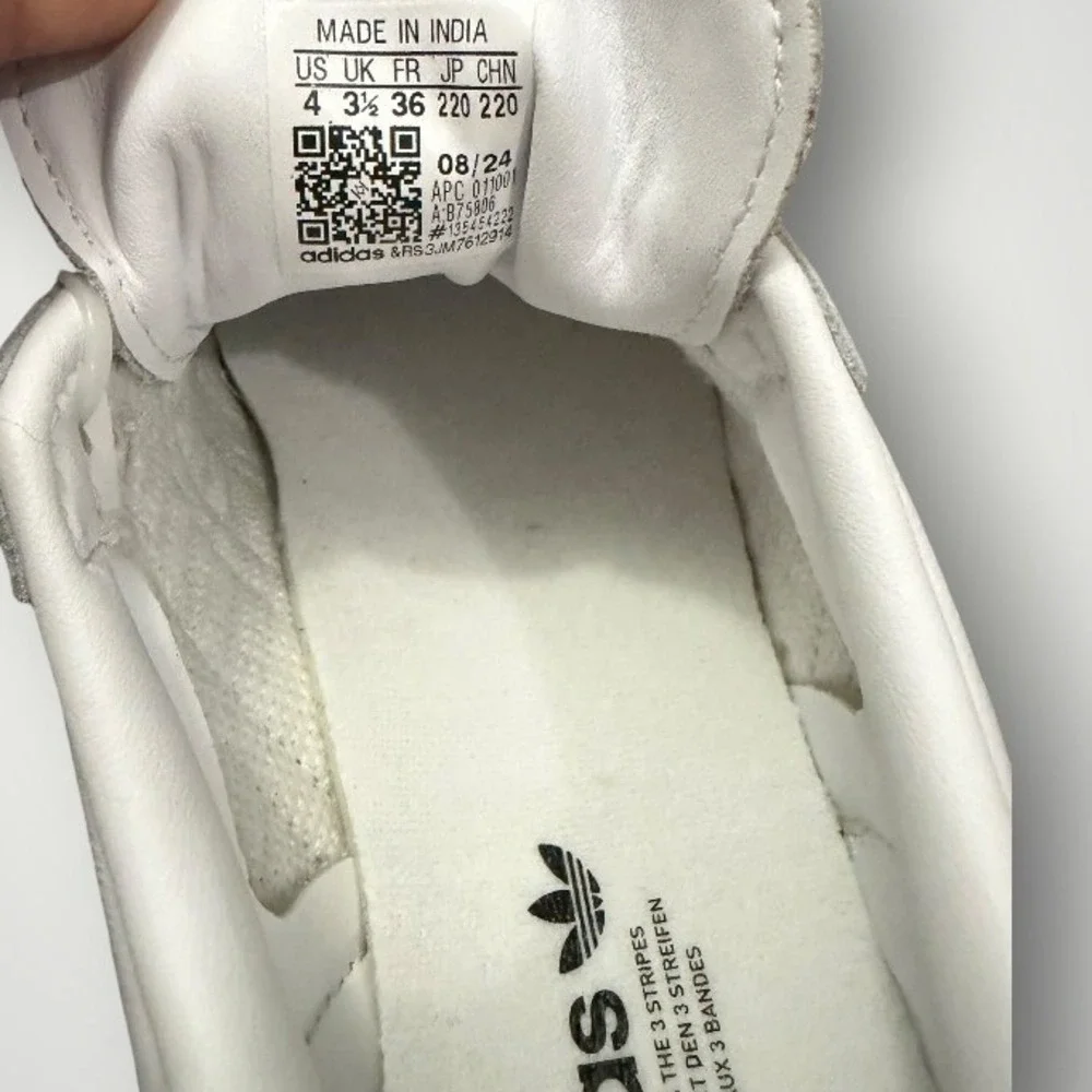 Adidas Samba OG Sneaker Women 5 (fits 6) White Leather Gum Sole Streetwear Retro - Picture 7 of 9